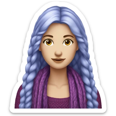 beautiful finnish fair long hair woman with blue eye knitting purple scarf sticker