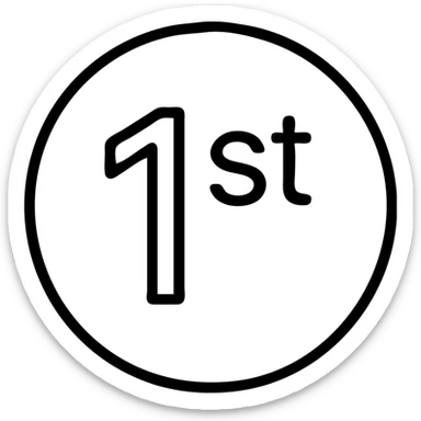 first ,a 1 in a circle with 'st' in the circle sticker