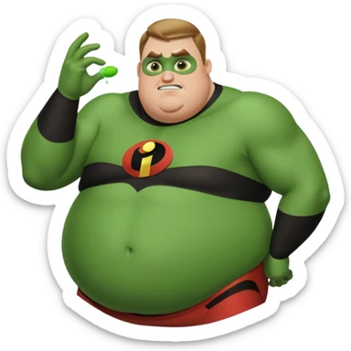 really fat green mr incredible farting sticker