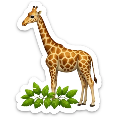 giraffe eating leaves sticker