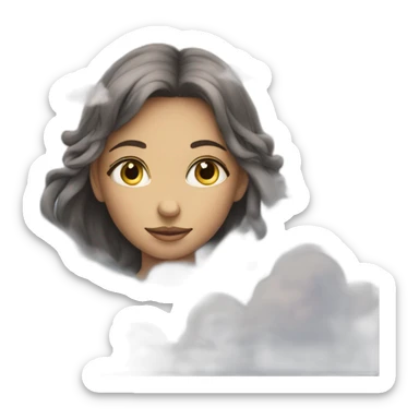 Girl in heaven between clouds and starts sticker