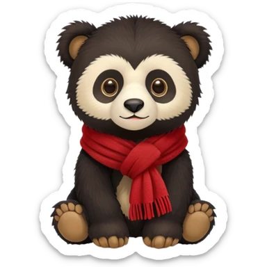 Jellycat spectacled bear cub stuffed plush wearing a red scarf sticker