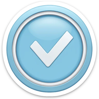 Simbolo de verificacion blanco adentro de un circulo celeste azul sticker