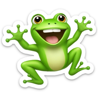 Happy cute frog jumping  sticker