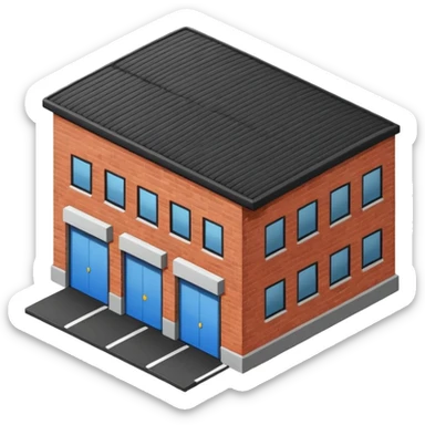a 2d warehouse in black and white for a report from the outside. It should be the size of an emoji sticker