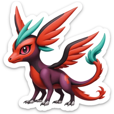Meloetta-Yveltal-Nargacuga-Noivern-Pokémon-Fakémon-creature sticker
