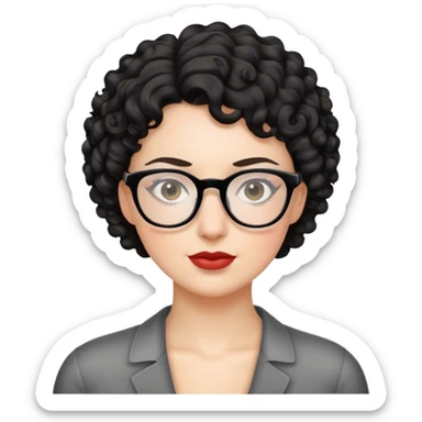 Mulher branca de cabelo igual de homem preto cacheado e óculos  sticker