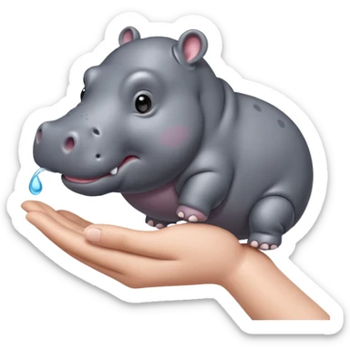 A little hippo in the hand sticker