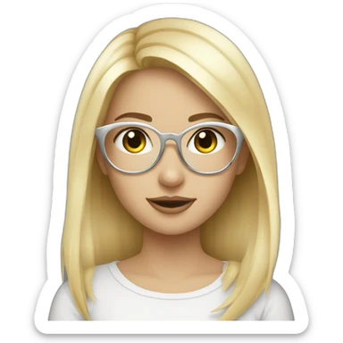 A blond whit girl  with silberglases like a demon sticker