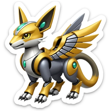 Meloetta-Renamon-Wargreymon-Protogen-Pokémon-Digimon-Fakémon-fusion-hybrid-creature sticker