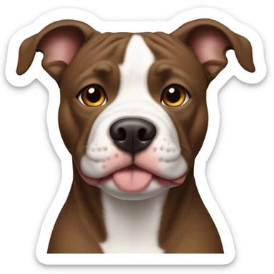 Pitt bull dog with white face and brown ears and nose  sticker