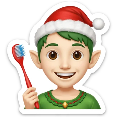 DUENDE NAVIDEÑO CON CEPILLO DE DIENTES EN LA MANO sticker