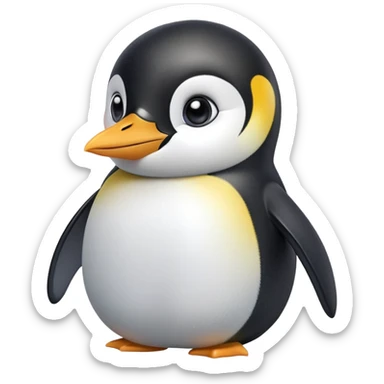 cinematic-cute-emperor-penguin-portrait-emoji,-head-tilted-playfully-and-inquisitively,-with-glossy,-pristine-plumage-accented-by-a-bright-beak-and-round,-sparkling-eyes-filled-with-curiosity,-simplified-yet-irresistibly-adorable-features,  sticker