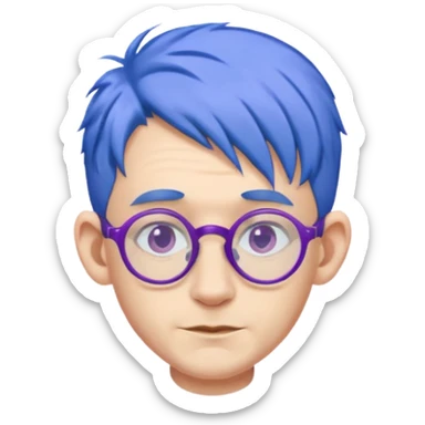 blue haired man with big ears and purple earrings and spectacles sticker