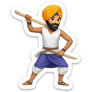 sikh guy with turban playing gatka sticker