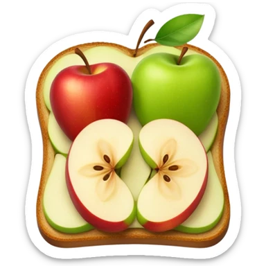 toast with apple slices on top, bright colors, no text sticker