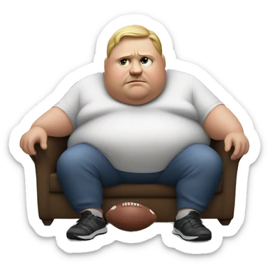 Morbidly obese man watching football sticker