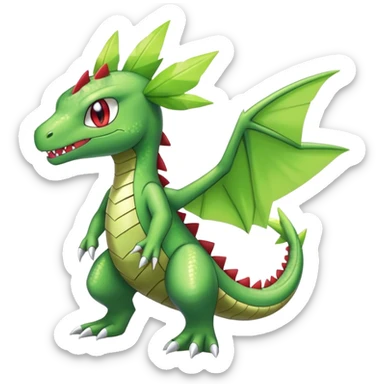 Shiny Cool Sparkly Cute Flygon-Tyranitar-Fakemon-hybrid-fusion with a scarf full body sticker