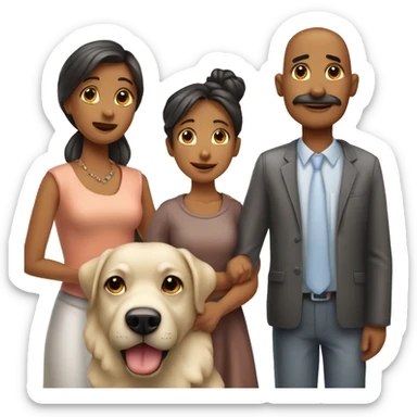 Familia mama papa niño de 13 años 2 niñas de 9 años 1 perro sticker