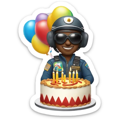 Rolando cooler as a fighter pilot celebrating his birthday sticker