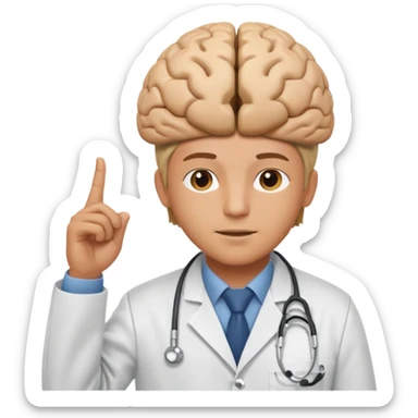 A person pointing is his brain sticker