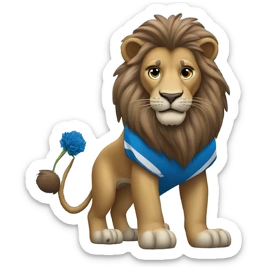 Lion with a Detroit lions jersey sticker