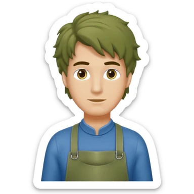 un professeur  homme métisse au cheveux mi long bouclés avec des yeux bleus d'arts plastiques  sticker