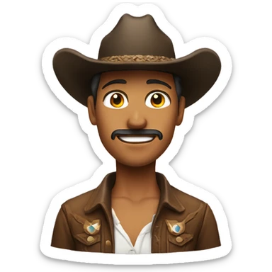 a cowboy with hat woman only faceyellw sticker