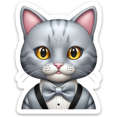 animatronic cat with bow tie sticker