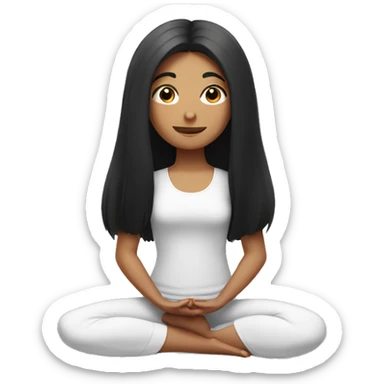 Girl with very long black hair in a yoga position  sticker