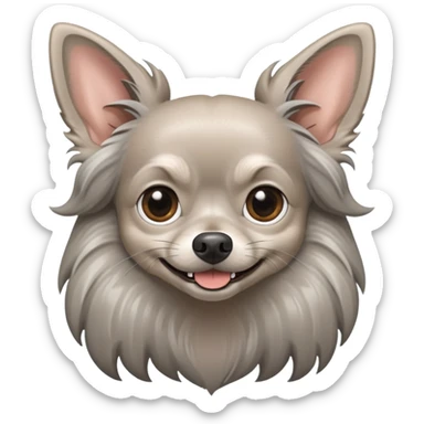 Long haired gray Chihuahua with snaggletooth  sticker