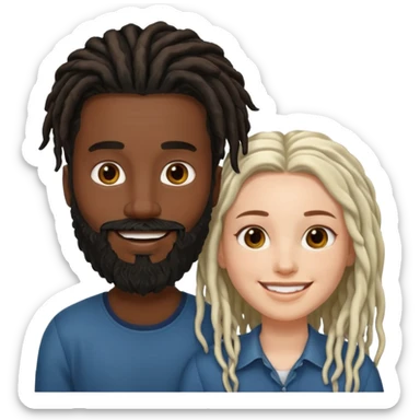 Couple emoji -WHITE with man with beardon and BLACK FEMALEwith mid length locs sticker