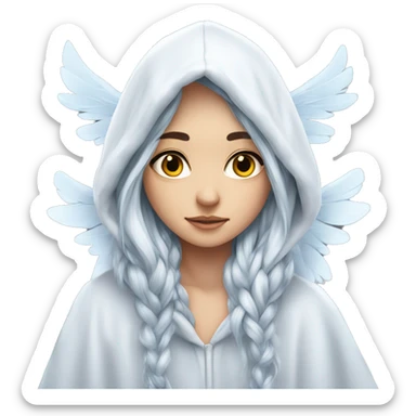 big wings, hood, silver, icy ,snowflake, Beautiful, fairy, long hair sticker