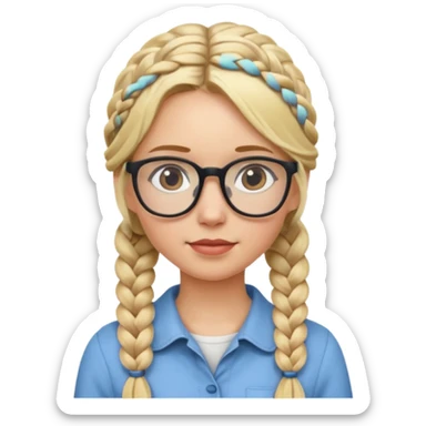 blonde braided girl with glasses sticker