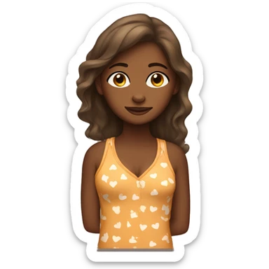 A brown skin girl wearing pajamas sticker