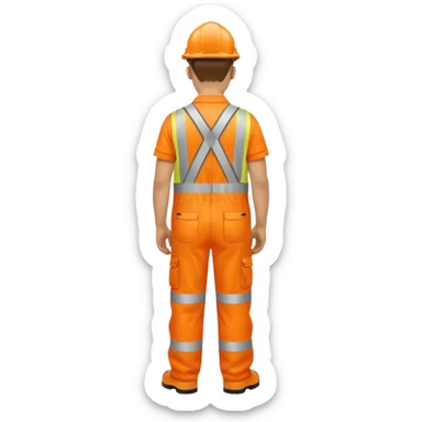 Engineer in orange hi-vis overalls facing away sticker