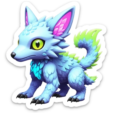  exotic lush cozy warm-colored colorful neon-colored cyber-Fakémon-Digimon-Trico-creature sticker