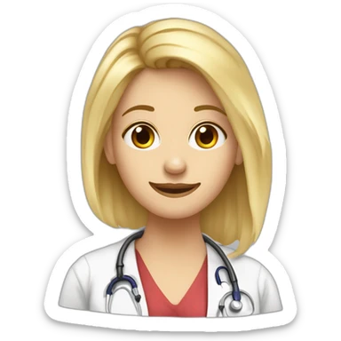 Dessine moi une image humoristique d'un docteur femme blonde aux cheveux court sticker