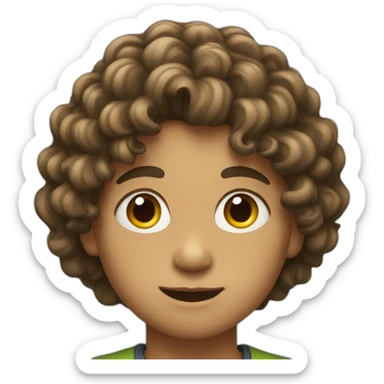 Young boy with long curly hair sticker