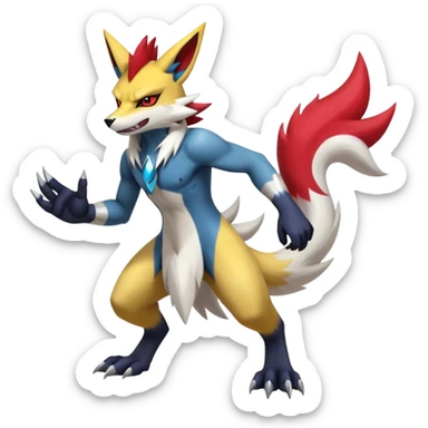 Shiny Epic Handsome Badass Zoroark-Zangoose-Lucario-Renamon-Zeraora-hybrid (Full body) sticker