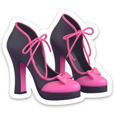 BLACKPINK-inspired gothic shoes, no hearts, black and pink, cute  sticker
