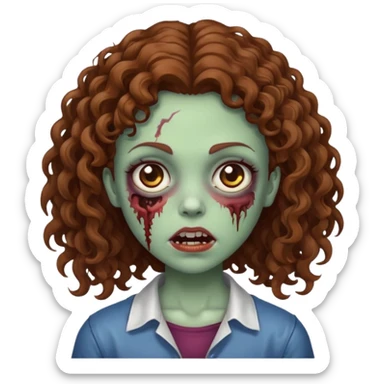Zombie girl with Brown curly hair sticker