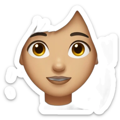 girl with bangs dark brown hair in a pony tail and black shirt sticker