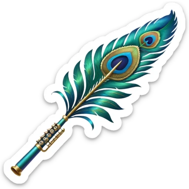 Peacock feather with flute sticker