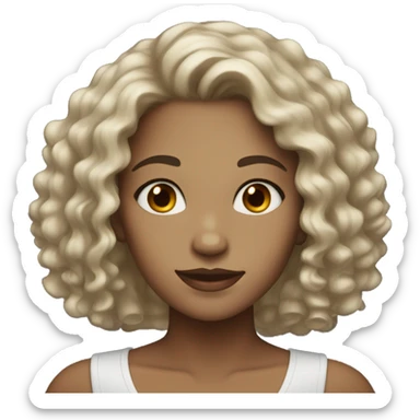 Light brown eyes female with black curly hair and light skin tone sticker