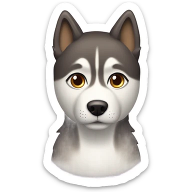 HUSKY roux au yeux marron clair avec a coter de lui une fille au cheveux noir yeux marron clair et au teint bronzer  sticker
