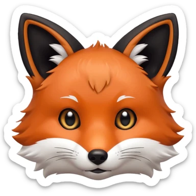 une tête de renard trop kawaii avec des poils noirs à la place de tout les poils blancs sticker