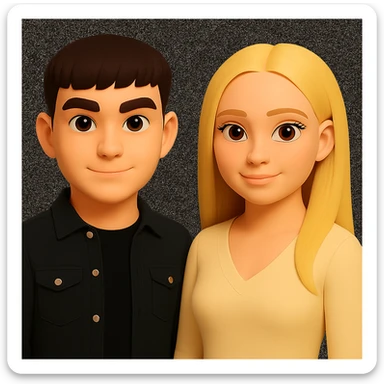 Make the people stand a little further apart from each other, preserving the original style and background. sticker