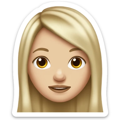 white girl, with brown long, semi wavy hair and curtain bangs  sticker