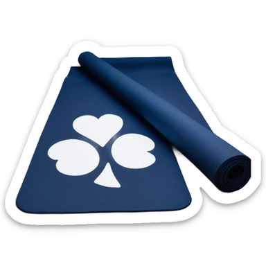 Navy blue half rolled out yoga mat with white heart print sticker